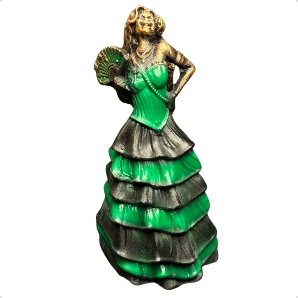 Mini Pomba Gira Sete Saias (Verde) 11 cm - Imagem Umbanda Candomble