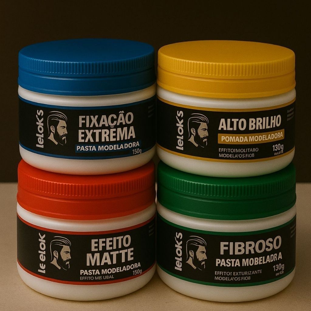 kit 04 Pasta Modeladora Lelock’s Linha Masculina Premium 130g em Oferta na Shopee
