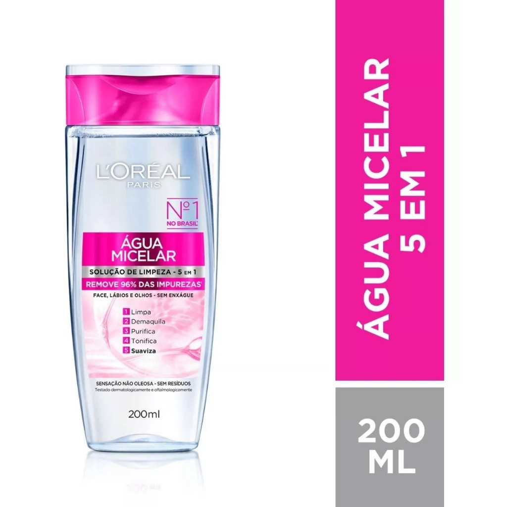 Água Micelar L'Oréal Paris Solução de Limpeza 5 em 1 -  200ml - envio rápido