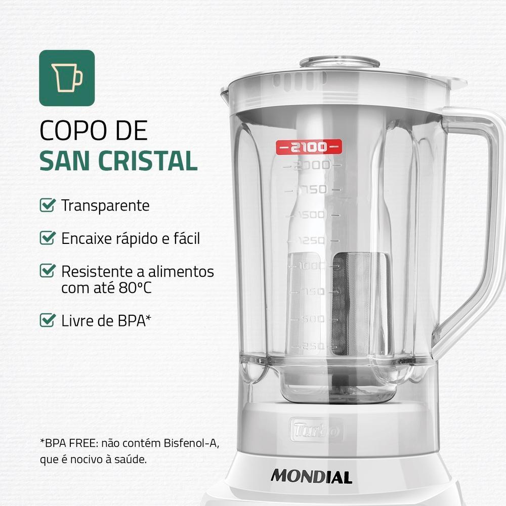 Liquidificador Turbo Mondial Branco e Inox 1200W L-1200 WI · foto 2