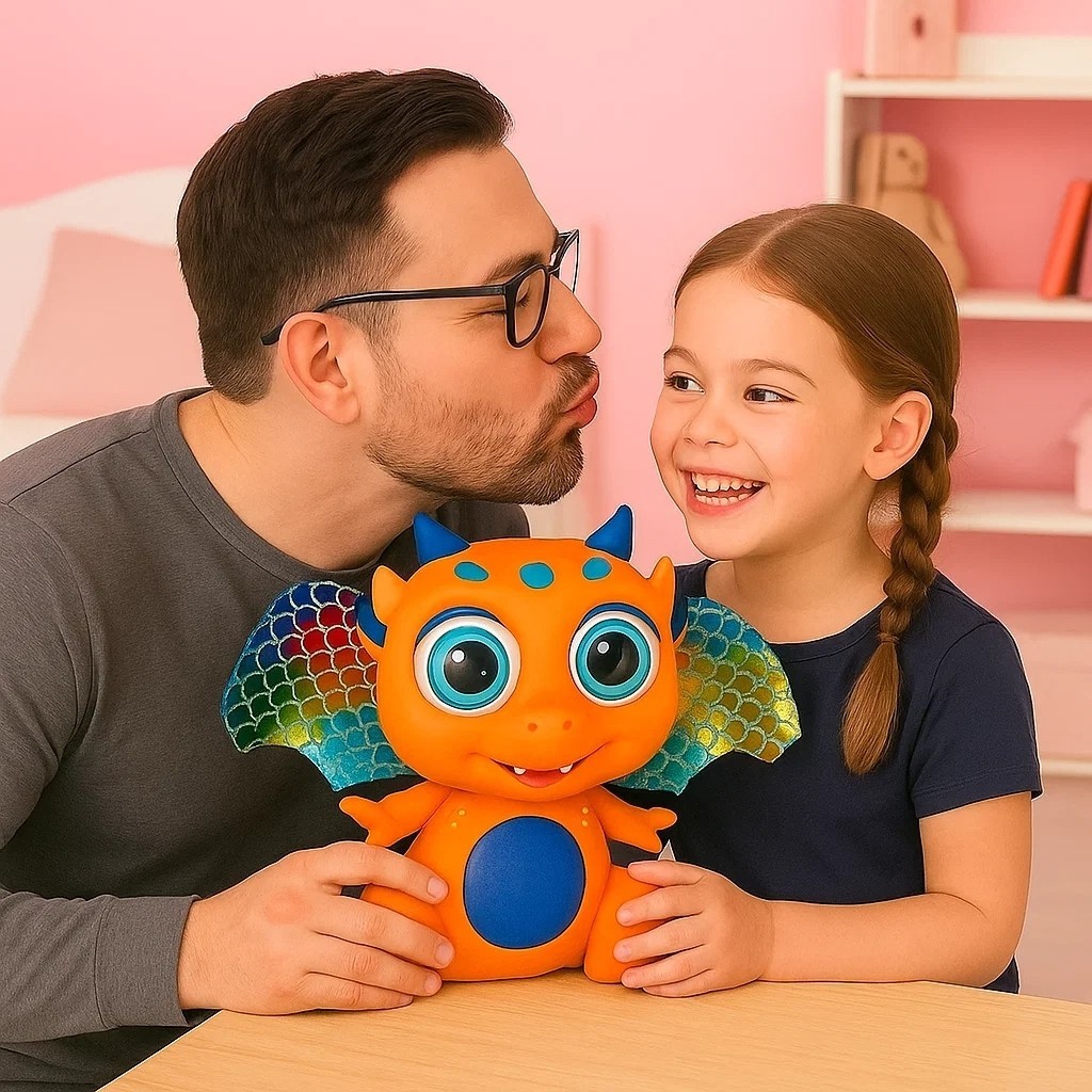 Bebê Dragão Baby com Asas Laranja Brinquedo Boneco Bichinho Voador Crianças Menino Menina Presente