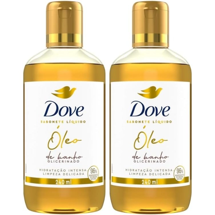KIT C/ 2 Sabonete Líquido Dove Óleo de Banho Glicerinado 240Ml em Oferta na Shopee