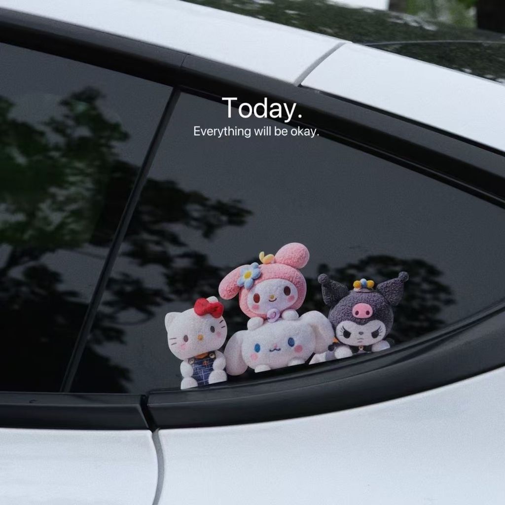 HelloKitty Friends Muppets Realistas Adesivos de Carro Adesivos de Textura de Pelúcia de Desenho Animado Adesivos de Car