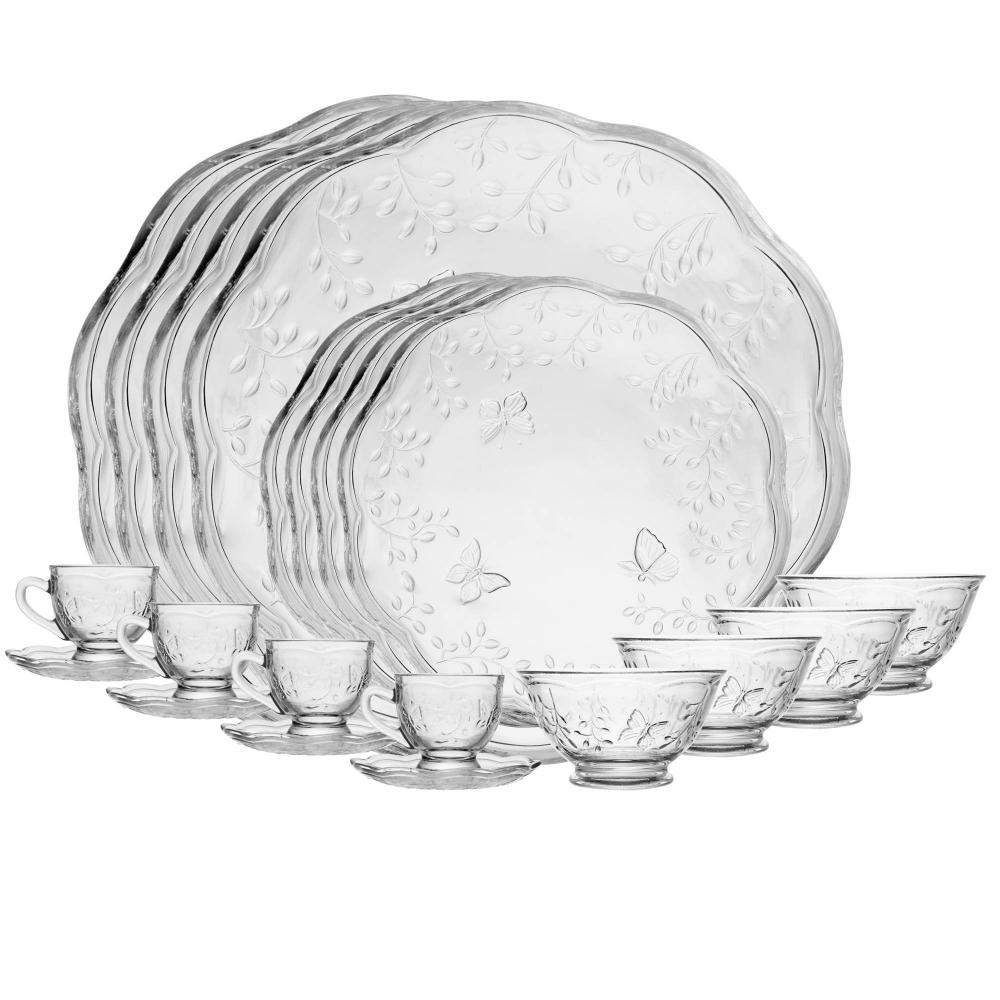 Jogo de Jantar 20 Peças New Butterfly Lyor Cristal Ecológico em Oferta na Shopee