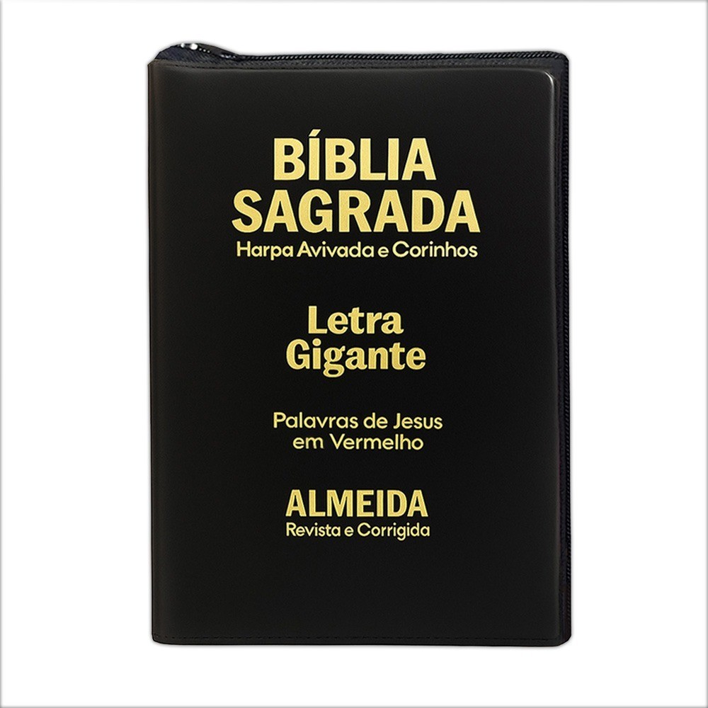 Bíblia Sagrada Letra Gigante - Ziper - Preta - C/ Harpa Cristã em Oferta na Shopee