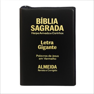 Bíblia Sagrada Letra Gigante - Ziper - Preta - C/ Harpa Cristã em Oferta na Shopee