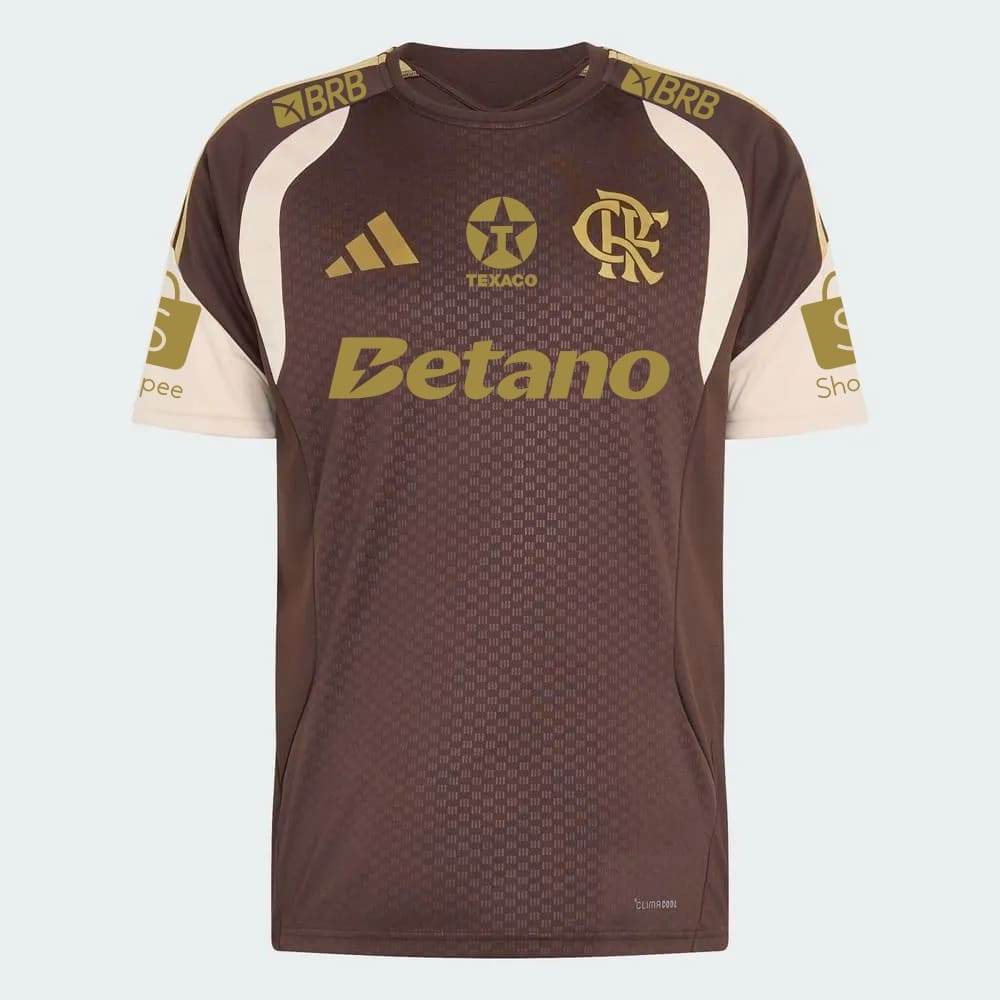 Camisa Flamengo Treino Adidas 2026 C/Patrocínio Marrom em Oferta na Shopee