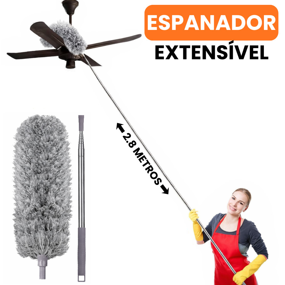 Espanador De Pó Grande 280 Centímetros Espanado De Po Em Microfibra Com Cabo Extensor Retrátil Casa em Oferta na Shopee