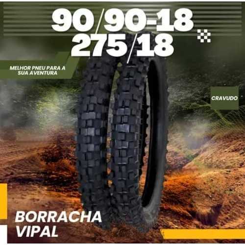 Par Pneu Moto CG 125 Titan 150 YBR Trilha Cros Enduro Off Road  2,75-18 + 90/90-18
