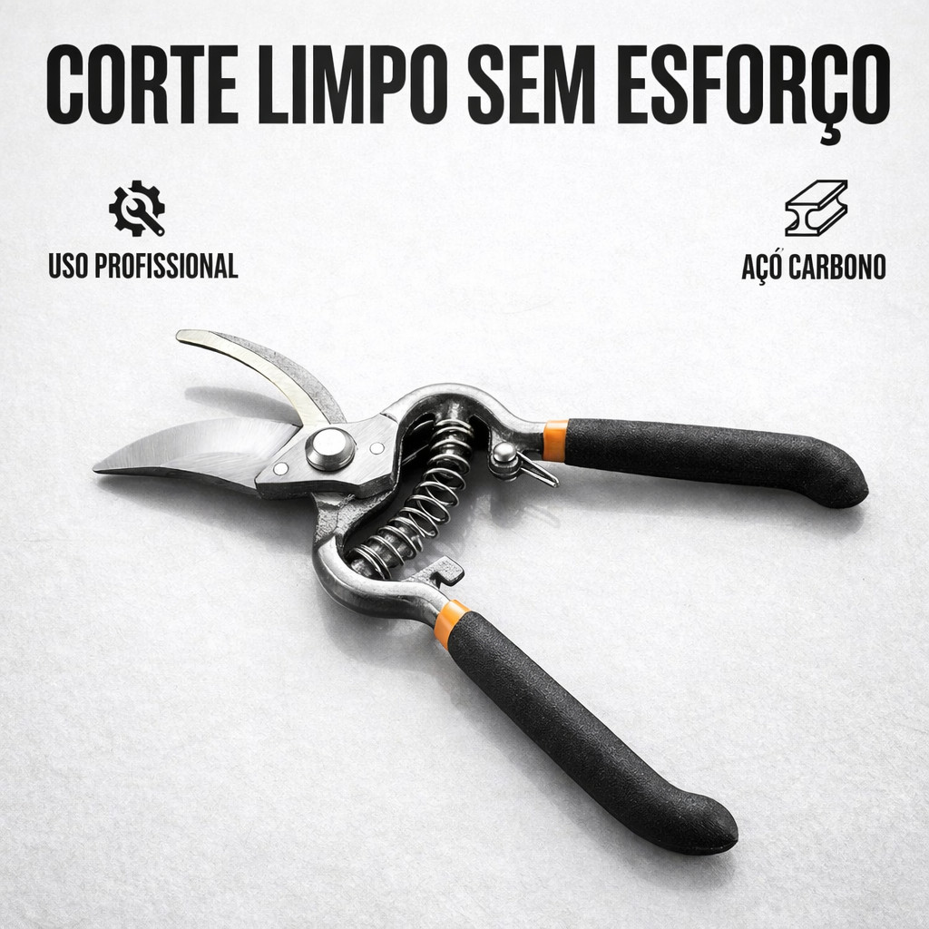 Alicate Tesoura de Poda 8” Profissional Jardim Aço Carbono