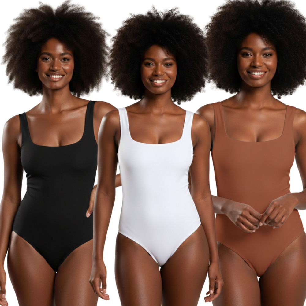 Kit 2 Body Alça Regata Básico Liso Bory Suplex Premium Decote Quadrado Com Forro Confortável Tendência Verão Blogueira