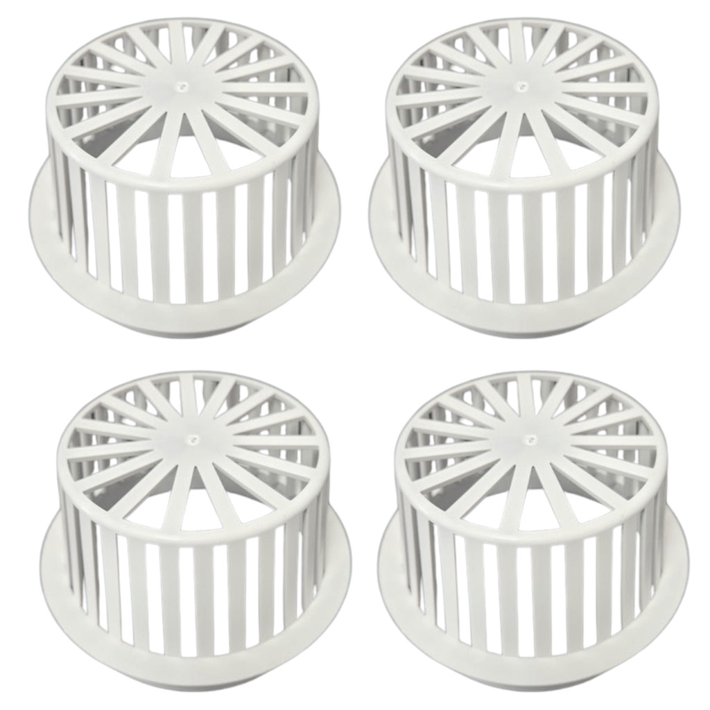 Kit 4 Ralo Abacaxi Branco Plastico Anti Folhas Para Calha e Tubo 150 Mm