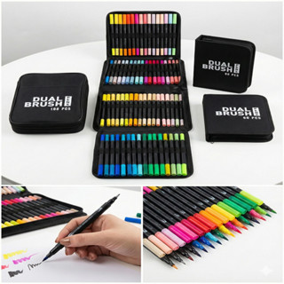 Kit 60/80/100/168 Cores Caneta 2 em1 Brush Lettering e Ponta Fina Dual Pen Canetinha Colorir Desenho em Oferta na Shopee