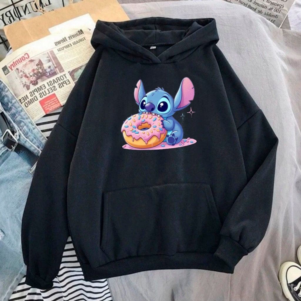 Moletom Canguru Infantil e Juvenil Estampado Stitch Blusa de Frio Promoção Lançamento