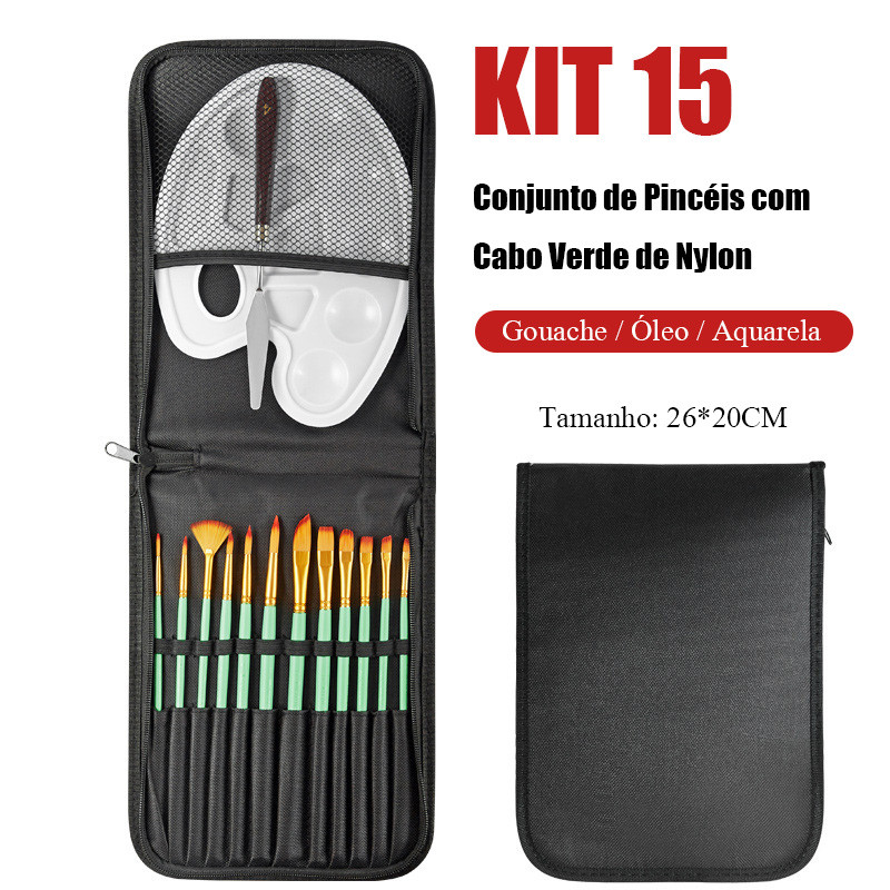 Kit com 6/12 Pincéis artísticos para pintura cerdas macias, aquarela, guache, pintura a óleo, acrílico em Oferta na Shopee