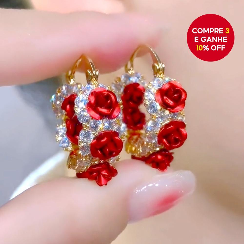 Brincos De Rosa Roxa E Vermelha Para Mulheres Elegantes Joias De Flor De Camélia Presente em Oferta na Shopee
