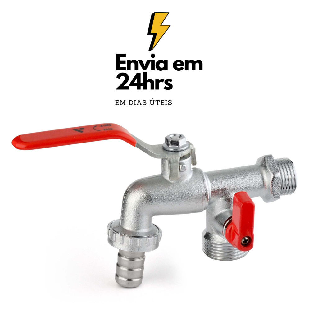 Torneira Esfera Tanque Máquina 2 Saídas Bico 1/2X3/4 Parede Tanque Maquina em Oferta na Shopee