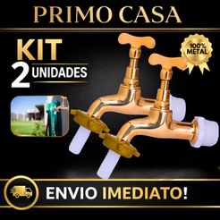 Kit 2 Torneira Metal (Latão) Jardim Tanque Lavanderia Quintal