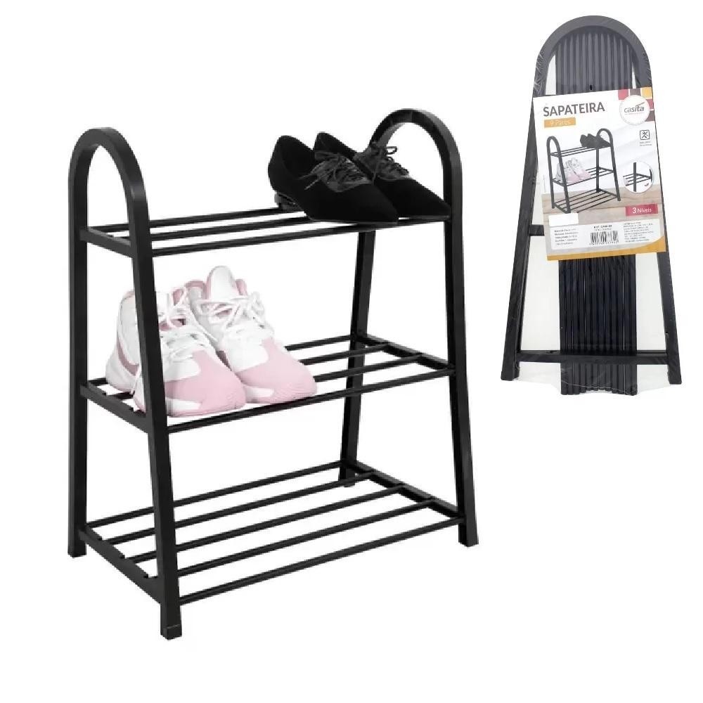 Sapateira Organizadora Estante Industrial Prateleira Porta Sapatos Tenis 3 Andares Rack 9 Pares Lavanderia Quarto