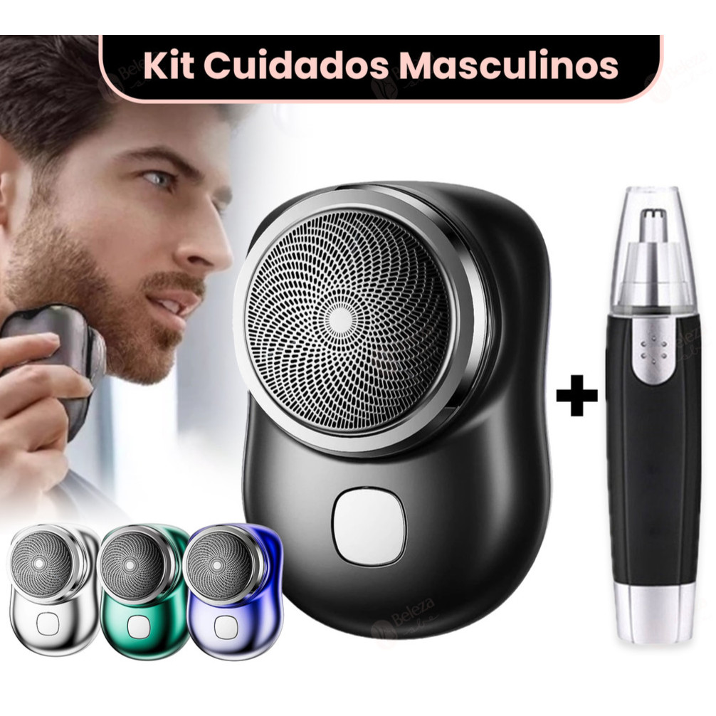 Kit de Higiene Masculino: Barbeador Mini Portátil + Aparador de Nariz – À Prova D'água
