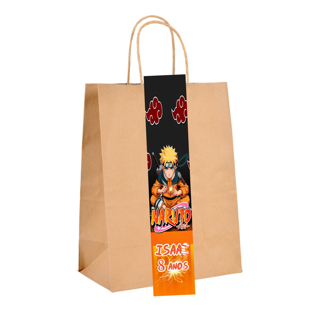 ADESIVO PERSONALIZADO PARA SACOLINHAS KRAFT  LEMBRANCINHAS FESTA NARUTO
