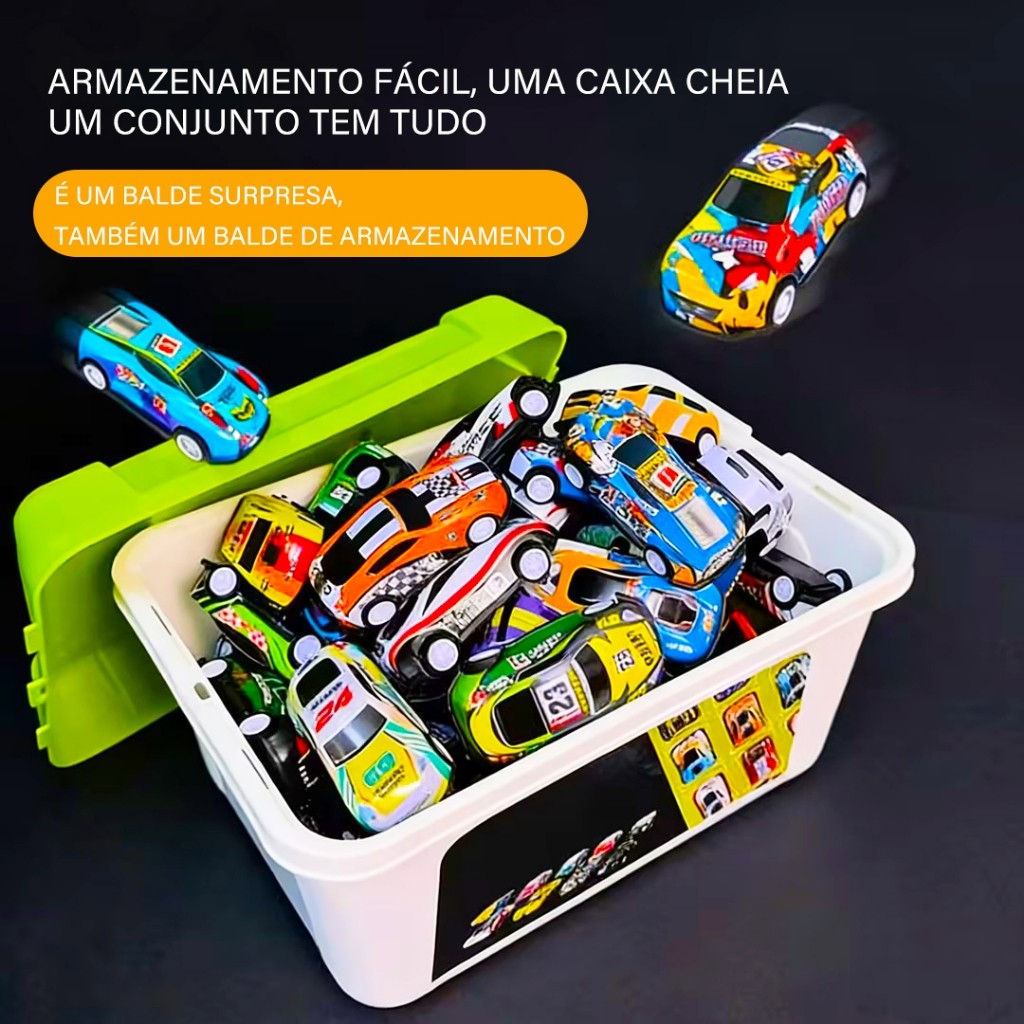 Kit de 10/20/30/40 Carrinhos de Brinquedo de Metal com Caixa Organizadora - Presente Perfeito para Aventuras e Diversão em Oferta na Shopee