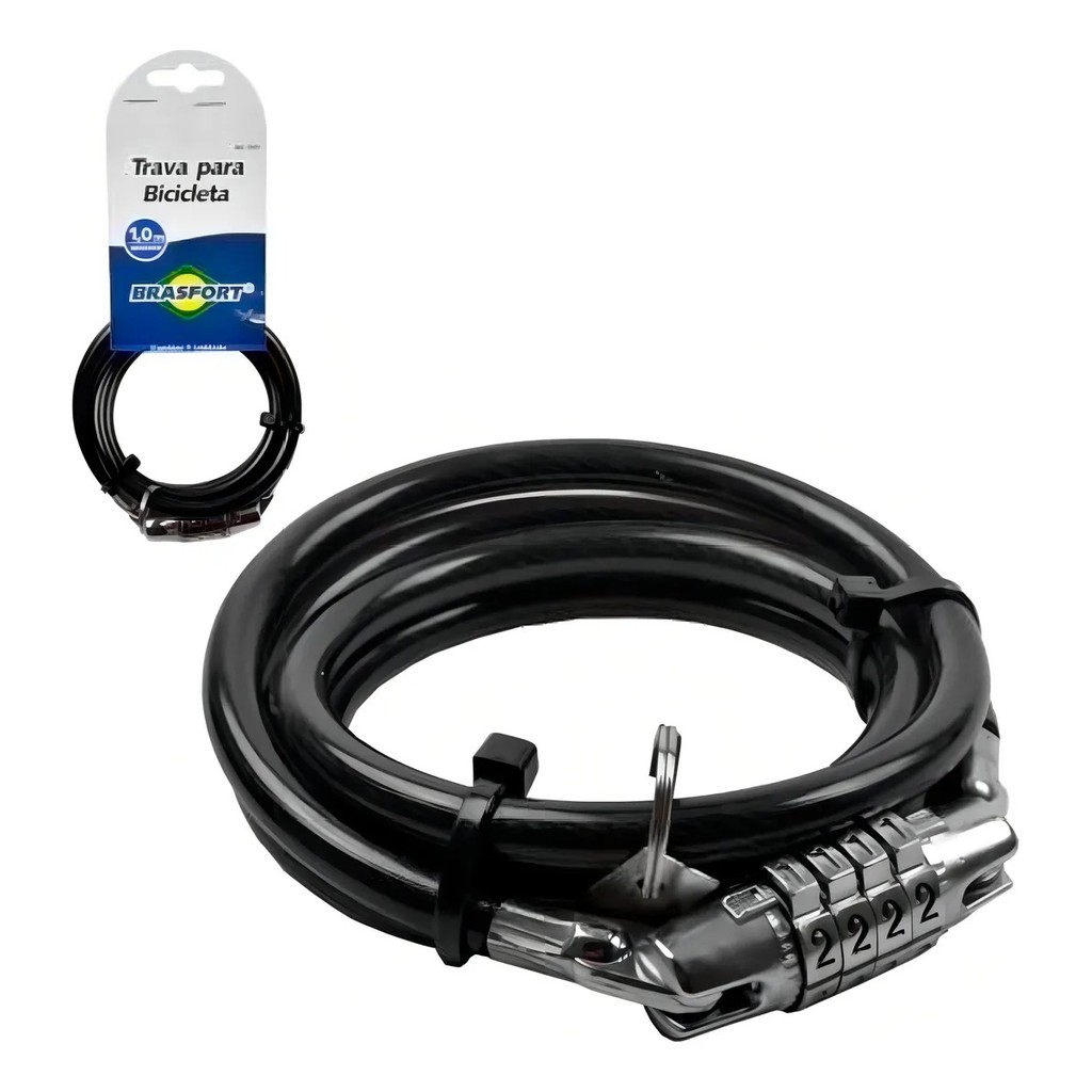 Cadeado com Segredo 8mmx1m Brasfort 7017 Cabo Aço Resistente