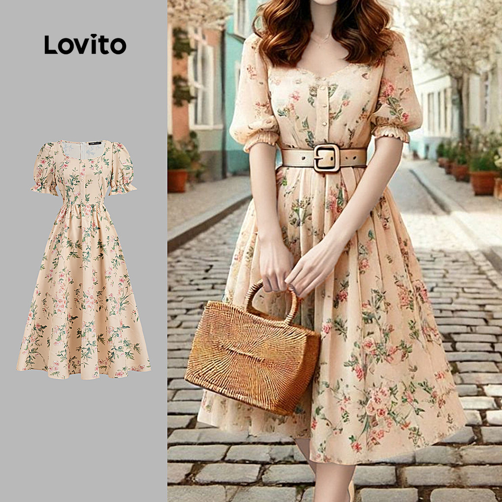 Lovito Vestido Boho Primavera/verão para Mulheres L154ED436 em Oferta na Shopee