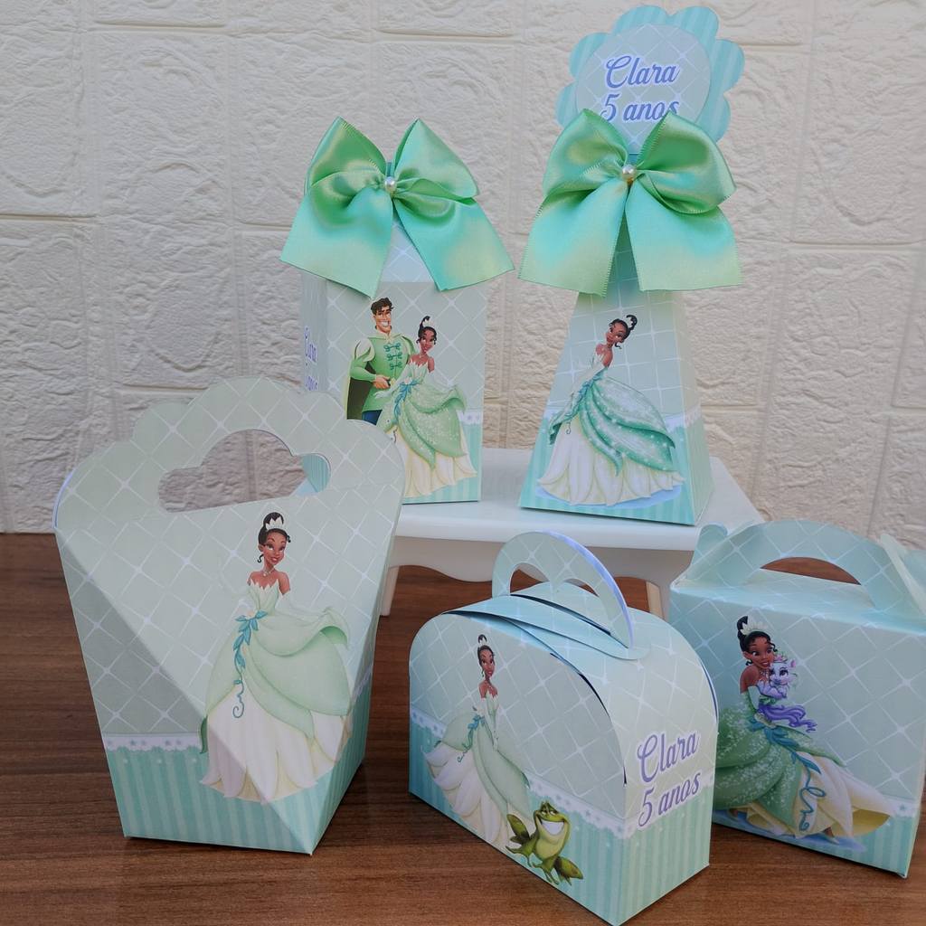 PEGUE E MONTE - Kit Festa Personalizados PRINCESA TIANA PRINCESA E O SAPO Lembrancinhas Caixinhas para AniVERSARIO