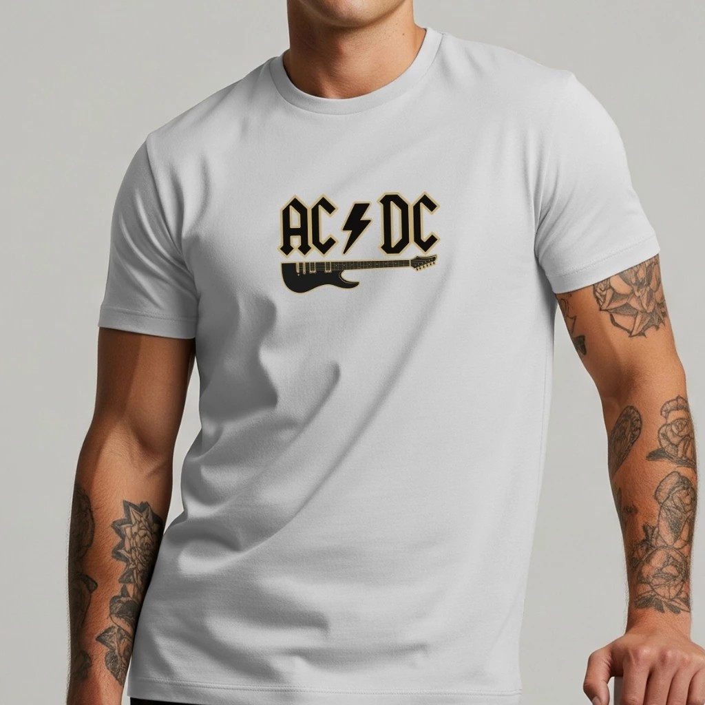Camiseta Masculina Rock Guitarra Artística Estampada Lançamento Camiseta 100% Algodão Camisetão  Oversized - Ohana