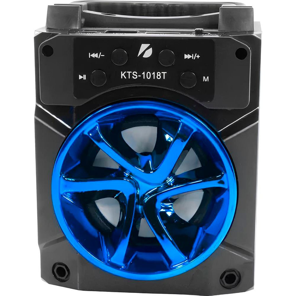Caixa De Som Com Rádio FM Portátil Bluetooth LED Azul SD USB