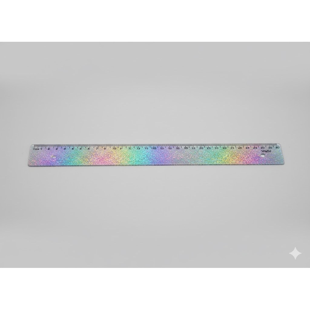 Régua 30cm Glitter Holográfico Fashion Brilhante