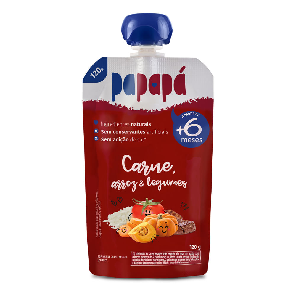 Papinha Papapá Sabor Carne Arroz e Legumes 6+ Meses 120g em Oferta na Shopee