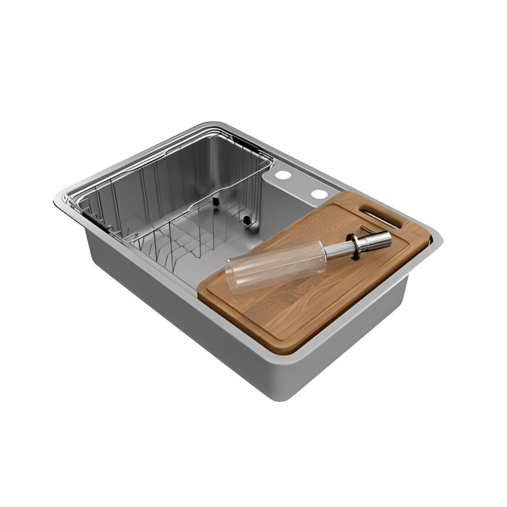 Cuba De Sobrepor/Embutir 64x44 Com Acessórios Para Cozinha Docol Massima Aço Inox