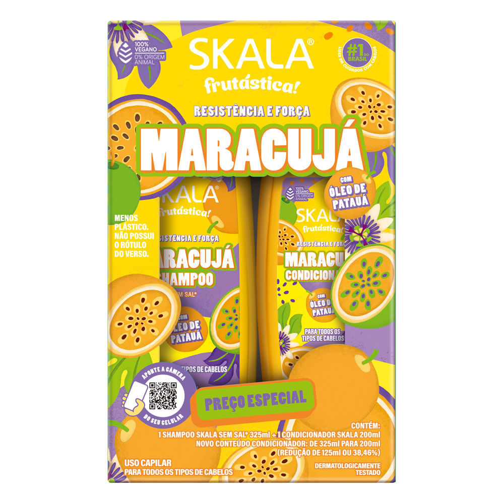 Shampoo Skala Frutástica Maracujá Resistência e Força Sem Sal 325ml e Condicionador 200ml Preço Especial em Oferta na Shopee