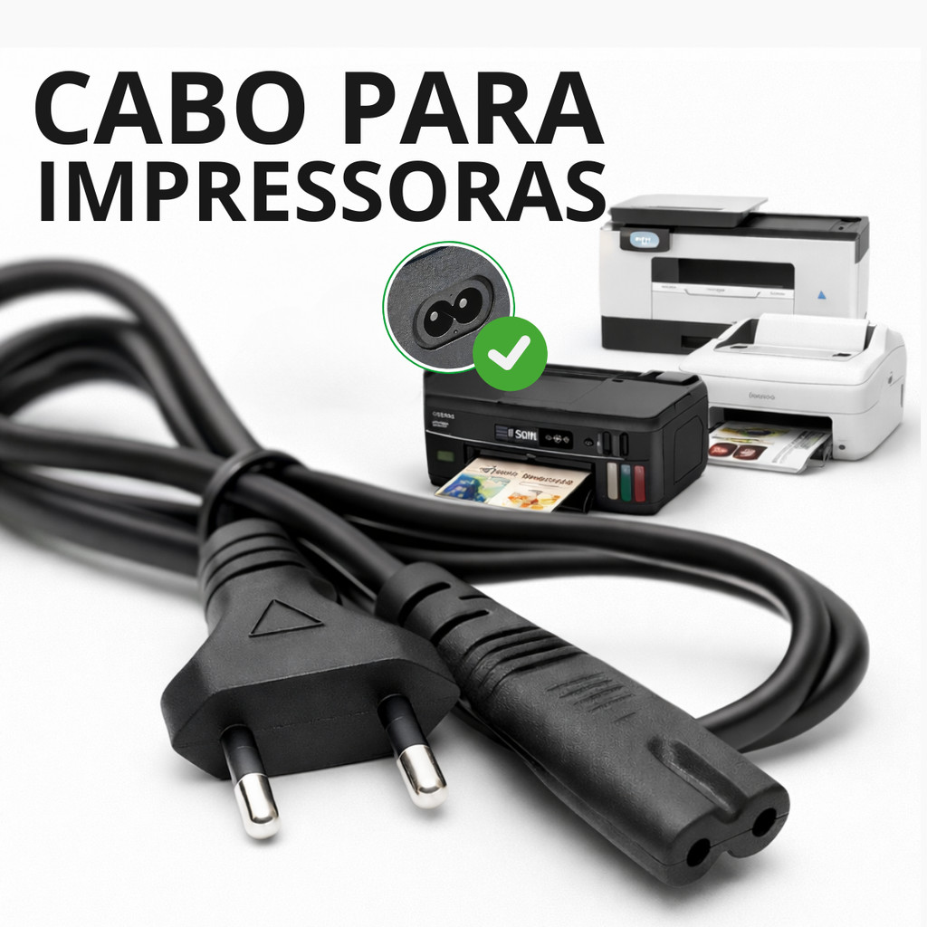 Cabo Bipolar Para Impressora Compativel HP Brother Samsung Xerox Epson Energia S