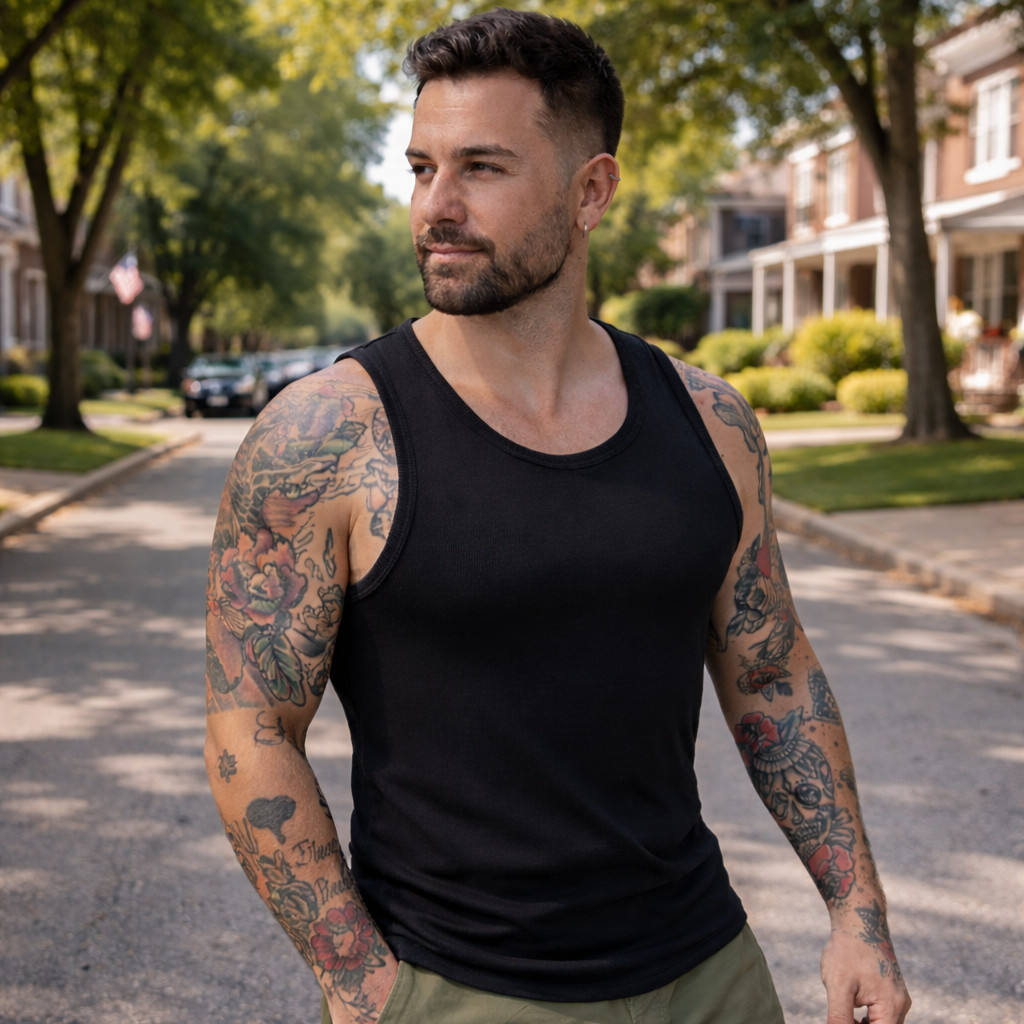 Kit 2 Camisetas Regatas Masculina Americana Canelada  Algodão Elastano
