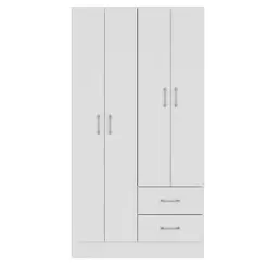 Guarda Roupa Solteiro 4 Portas 2 Gavetas Panama 170cm RP4020 Cor Branco - Fellicci Móveis