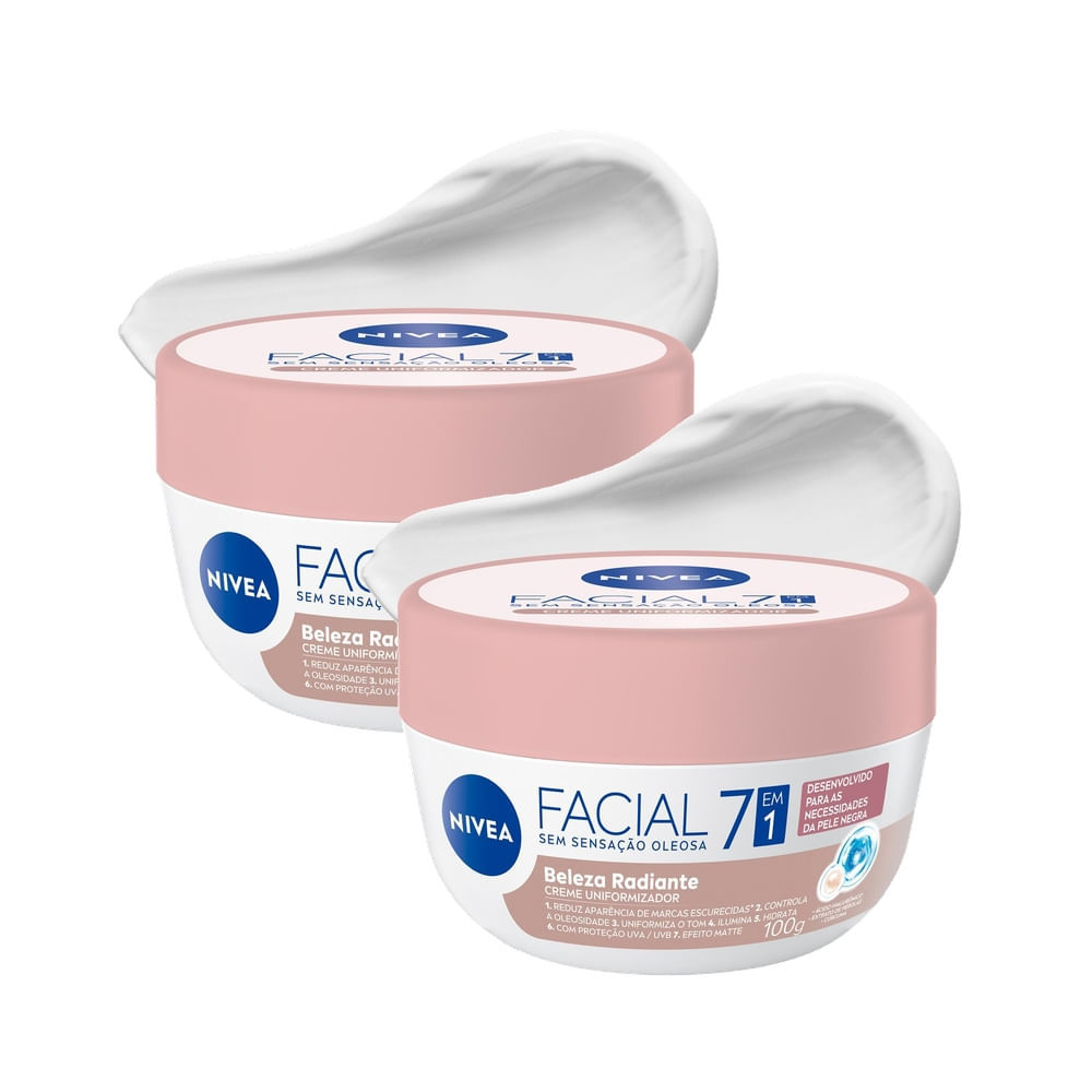 Kit 2 Creme Facial Nivea Uniformizador Beleza Radiante 7 em 1 100g em Oferta na Shopee