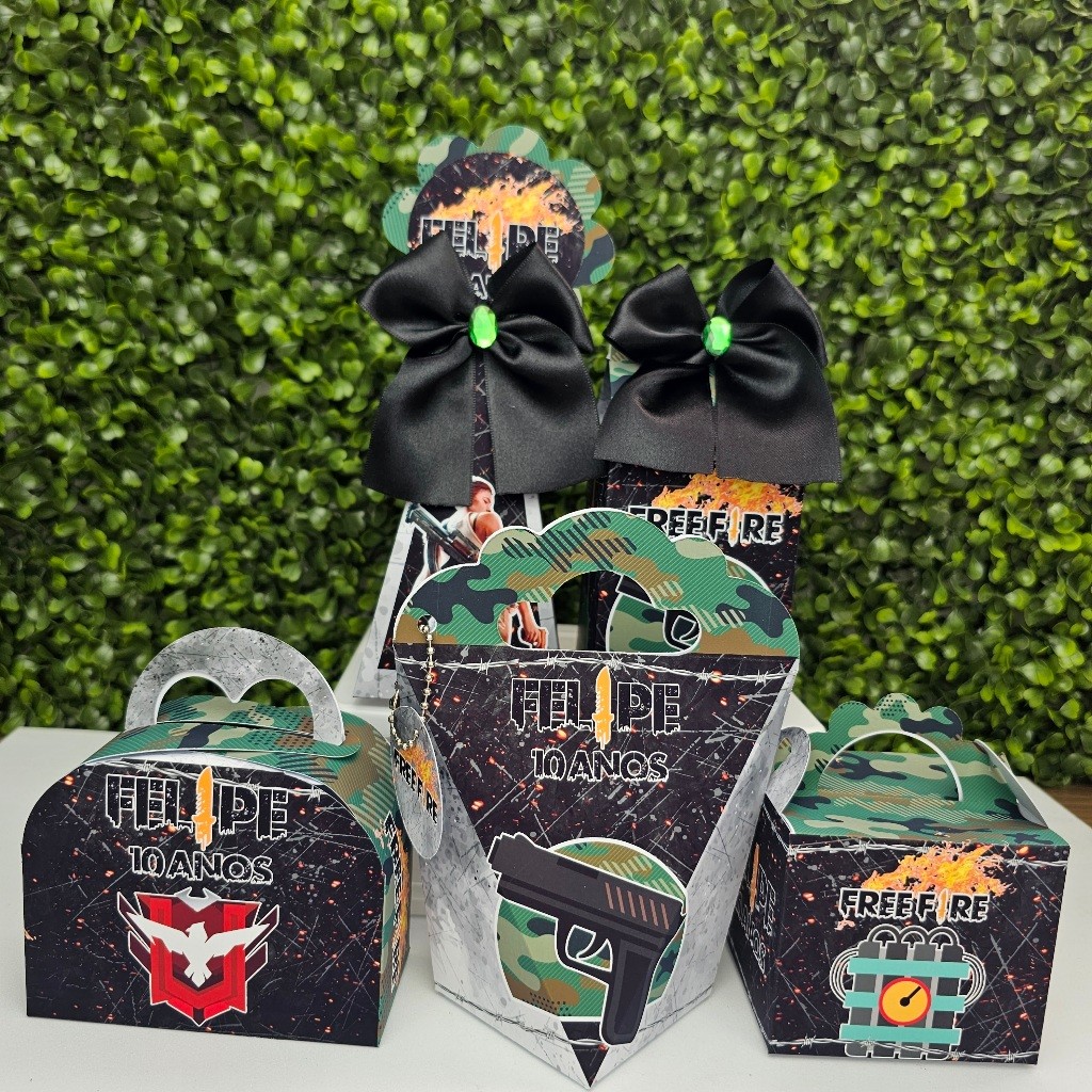 Kit Caixa Montada FREE FIRE - Personalizados - Festa infantil - Aniversário - Lembrancinha