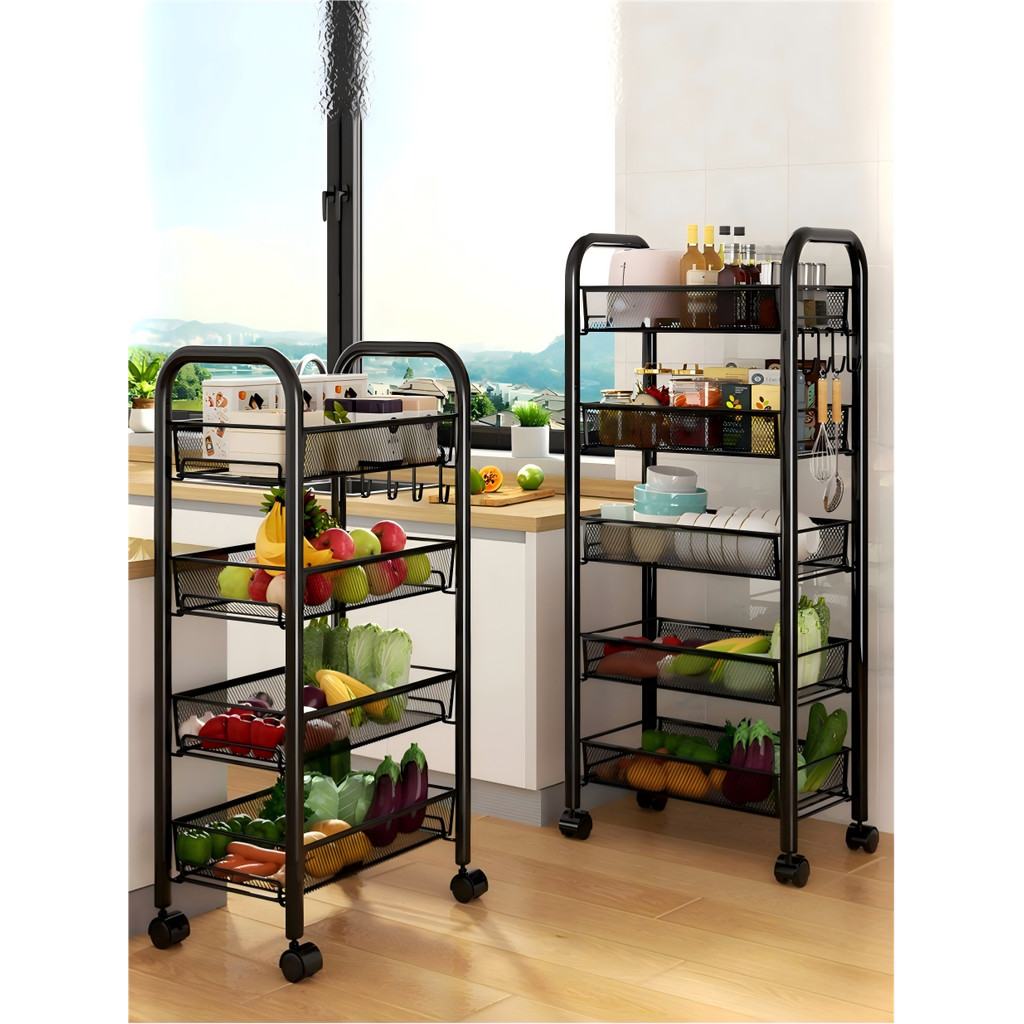 Carrinho Organizador Fruteira Multiuso Em Aço Com Rodinhas 4/5Prateleiras em Oferta na Shopee