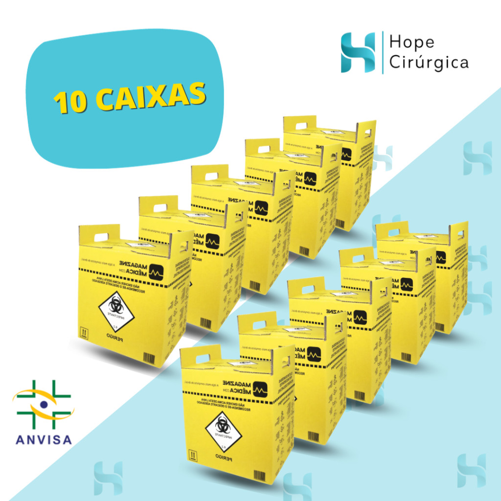 KIT 10 CAIXAS - Caixa Perfuro Cortante Coletor (03-Litros)