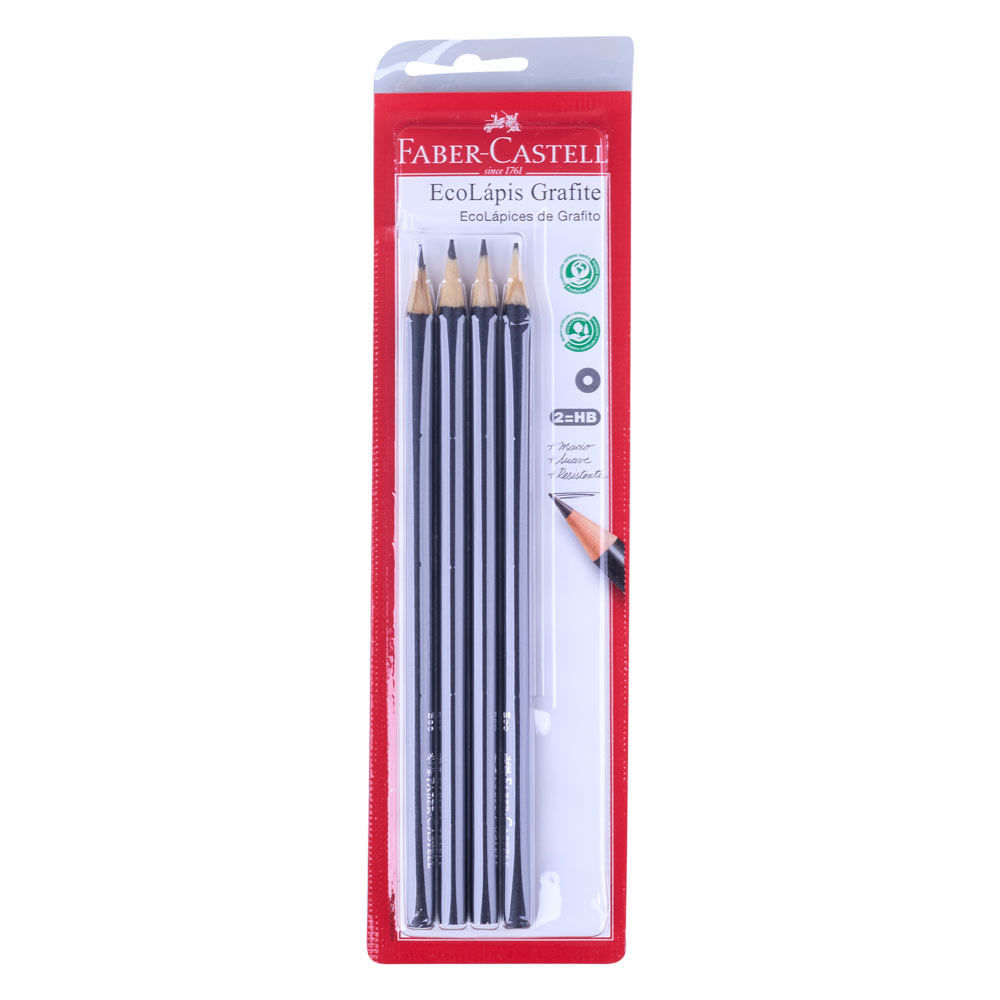 Lápis Grafite Faber-Castell Max Preto Nº2 com 4 Unidades em Oferta na Shopee