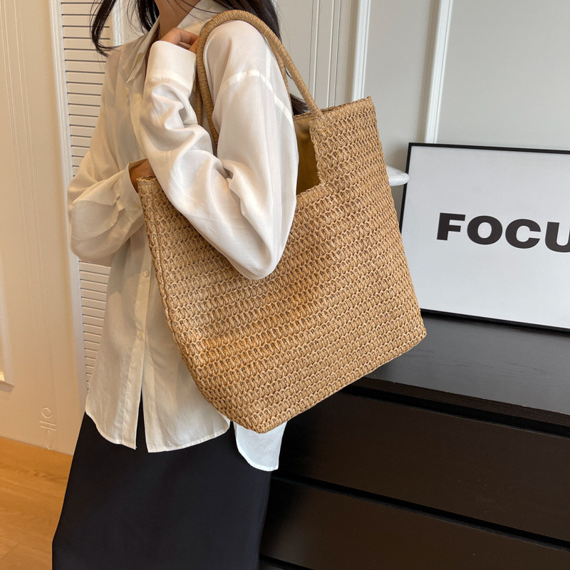 Bolsa feminina de palha saco grande bolsa de praia com alça transversal tote Capacidade muito grande