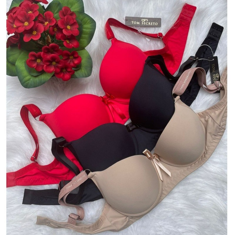 Kit com 3 Sutiã de Bojo e Alça Reforçada