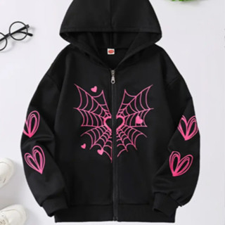 Blusa Moletom  Ziper Feminina Moletom Canguru Teia Love Spider Coração Forrado Casual Bolsos Capuz em Oferta na Shopee