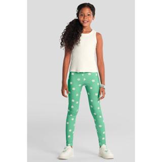 Calça legging infantil menina floral cotton Brandili - Verde em Oferta na Shopee