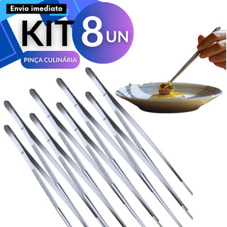 Kits 2/3/5/8 Pinças Inox 30cm Reforçadas Antiderrapante Ergonômica Alto Giro Cozinha e Bares Bartender Chef Barman
