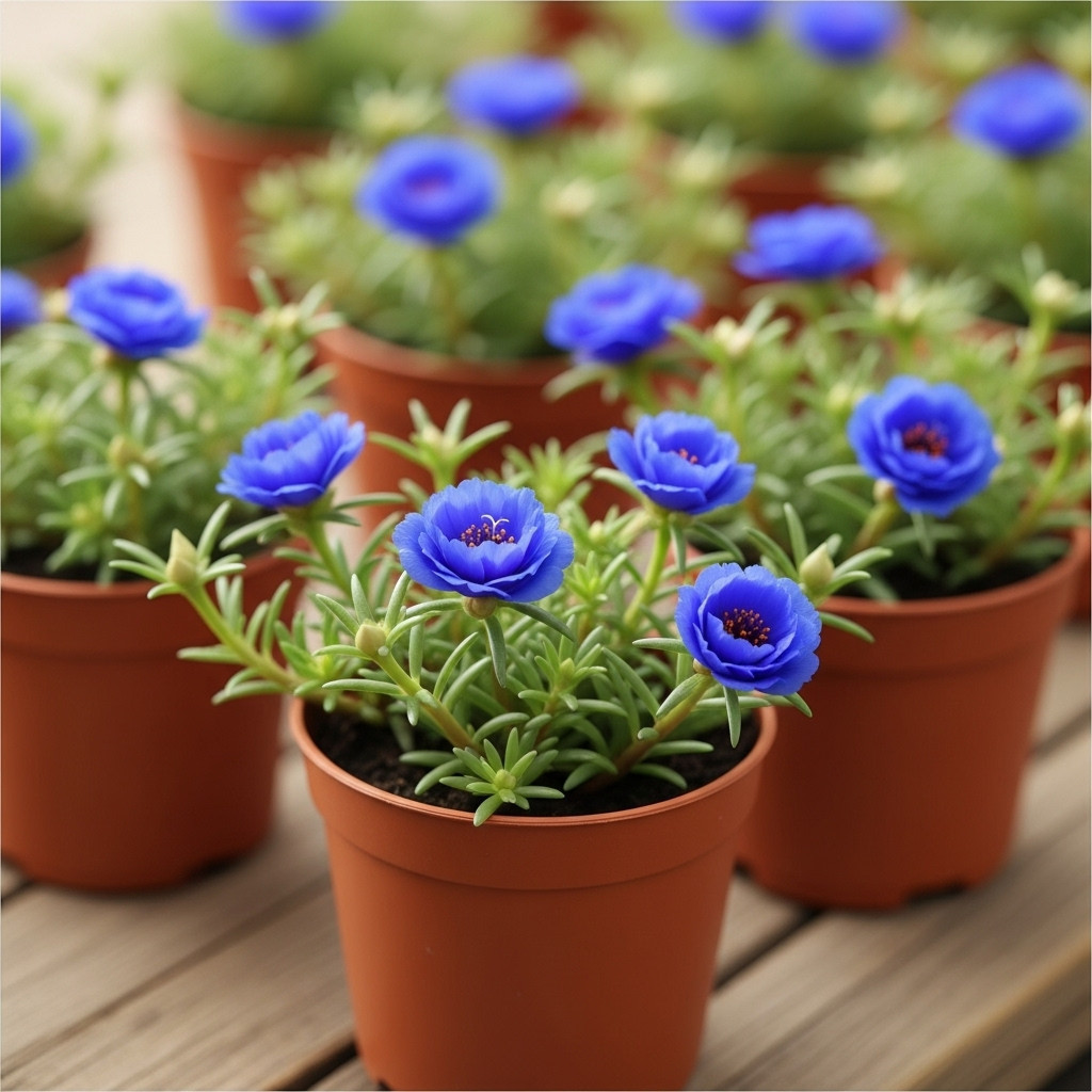 pacote 100 Sementes flor onze horas  azul dobradas