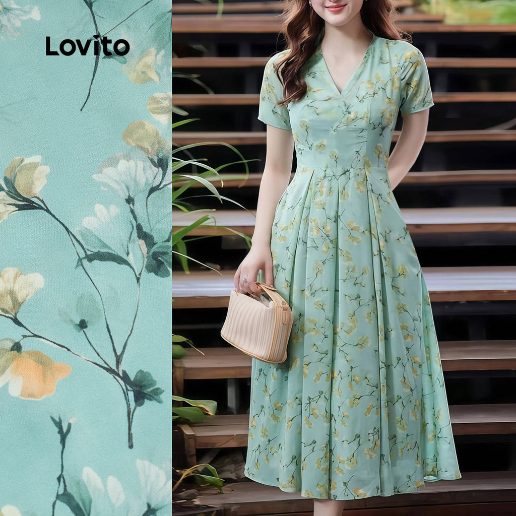 Lovito Vestido Casual De Férias Com Zíper Primavera/verão Para Mulheres L154LD2000 em Oferta na Shopee